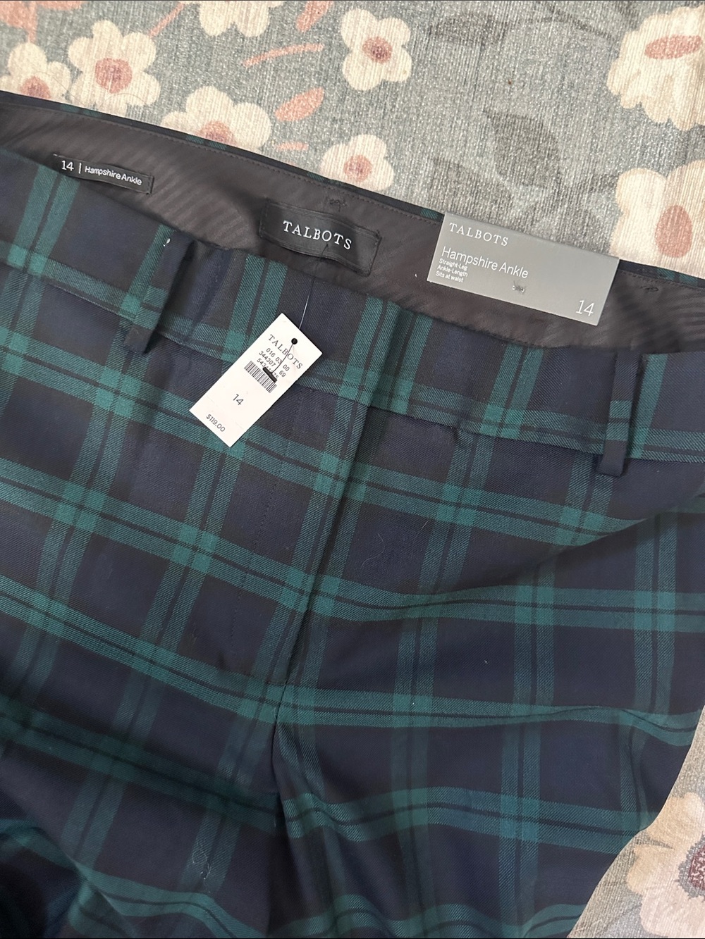 Talbots Navy & Green Plaid Hampshire Ankle Pants